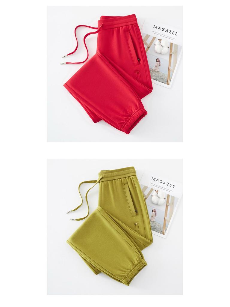 GAGN Women's Red Trendy Sweatpants - 2025 Autumn Collection, High-End, Small Size, Outdoor Sports & Casual, Cotton.