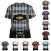 Men's Retro Texture Print Short Sleeve T Shirt Vintage Style Loose Fit Summer Casual Top for Daily Wear Oktoberfest Costume