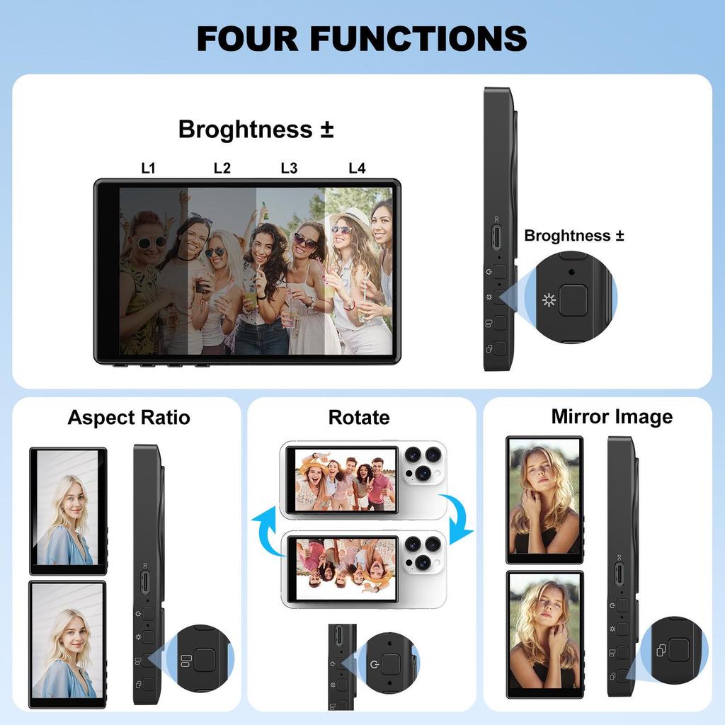Magnetischer Kabelloser Lade-Selfie-Projektor mit Rückkamera-Splitter für Live-Streaming