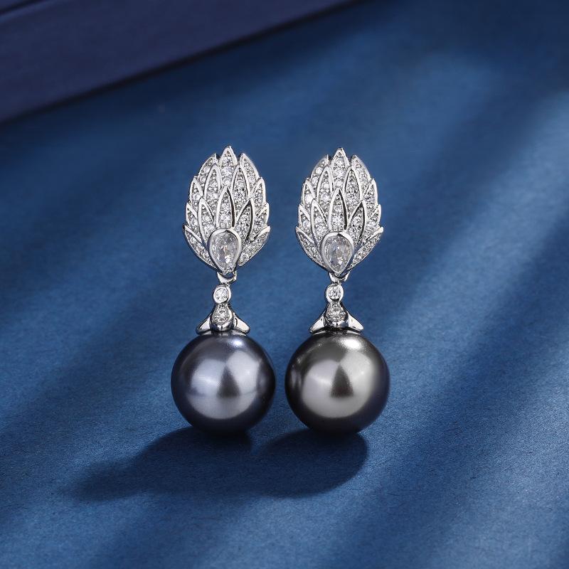 Schmuck Kupferboden Vergoldet Eingelegt Perlmutt-Eingelegter Diamant Windgrau Perlen-Set 14Mm12Mm