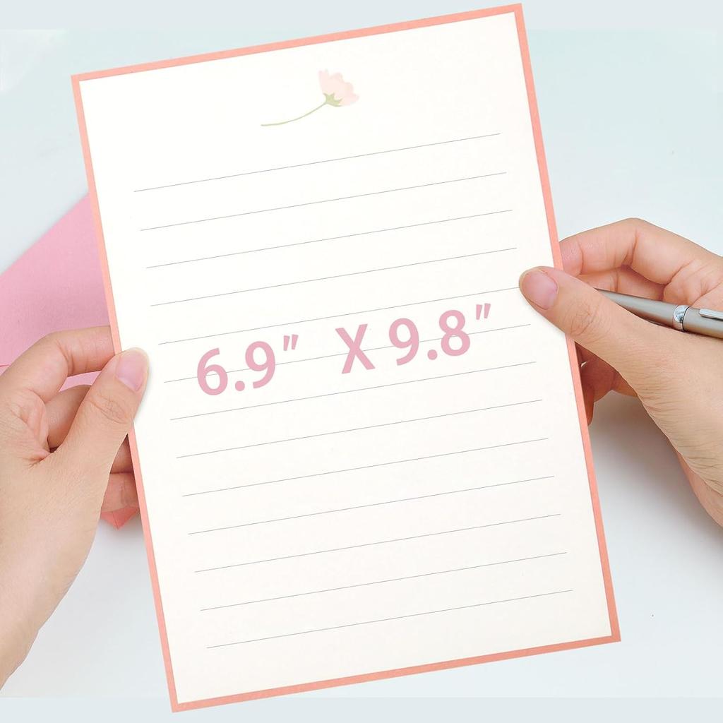 48 PCS Stationery Paper and Envelopes Set,Cute Floral Stationary Set for Writing Letters,Double Sided Printing,Letter Writing Kit