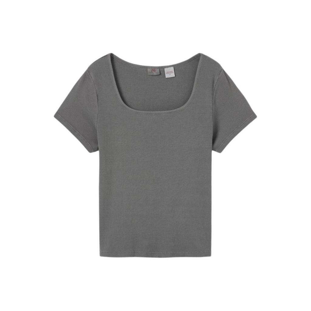 Levis Casual Comfortable Simple Slim Fit Knitted Short Sleeve T-Shirt Women Tops 003PU-0006