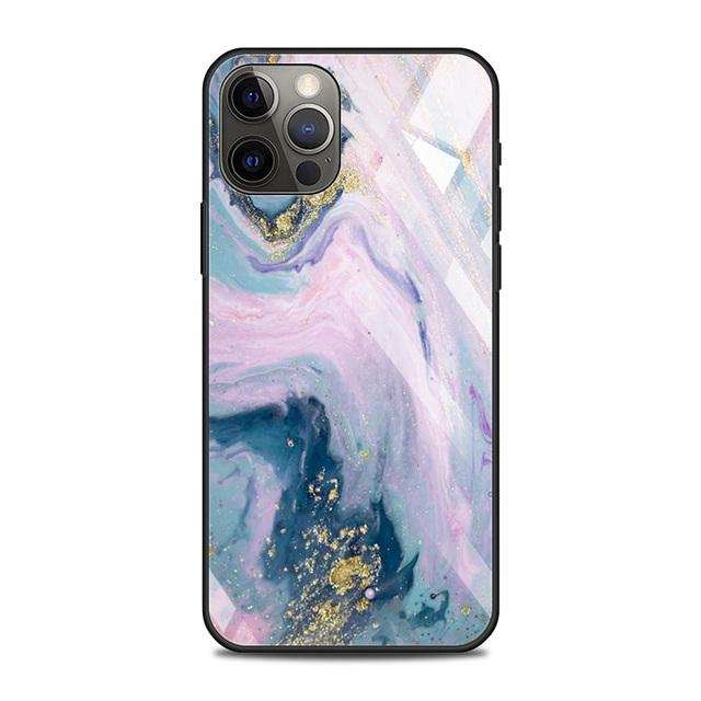Tempered Glass Case For Iphone 12 11 Pro Max 14 13 12 Mini Fundas X Xr Xs Max 8 7 6s Plus Cover Shell Fundas Colorfull Marble