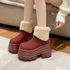 2025 Winter Women's Warm Snow Boots Outdoor Plush Ankle Shoes Anti-skid Chunky Leather Sneakers Short Fur Boot Botas Mujer 10CM