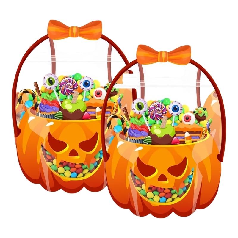 Reusable Clear Plastic Halloween Gift Pouches Halloween Containers for Candy Storage and Holiday Celebration