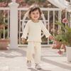 Toddler Girl Fall Outfits Solid Color Long Sleeve Ruffled Round Neck Tops Elastic Waist Long Pants 2 Pcs Set