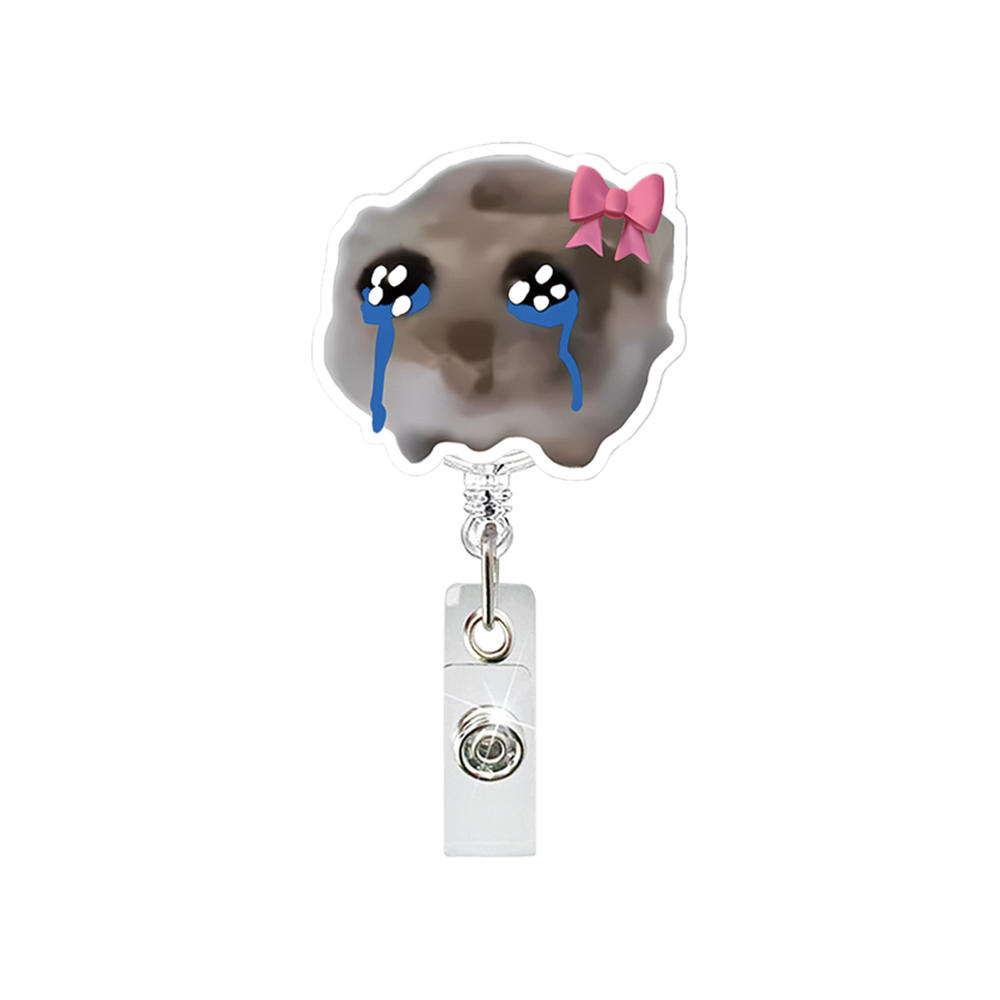 Funny Cat Expression Retractable Hospital Nurse Badge Holder Reel Cute Cartoon Meow Id Tag Work Card Holder Keychains