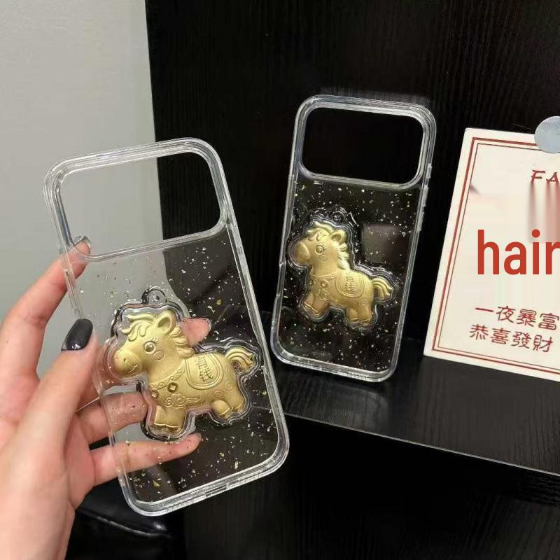 

Gold Foil Resin Case for iPhone 17 PRO MAX: Get Rich Fast, Creative Protective Case for Apple 16 PRO. iPhone 12