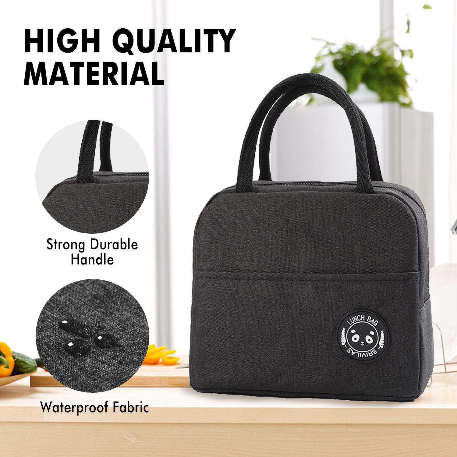 

Маленькая портативная симпатичная сумка для обеда для мальчиков и девочек, многоразовые сумки для закусок с передним карманом для пикника, офиса, работы на открытом воздухе (черный) 22.5*18.5*11.5cm