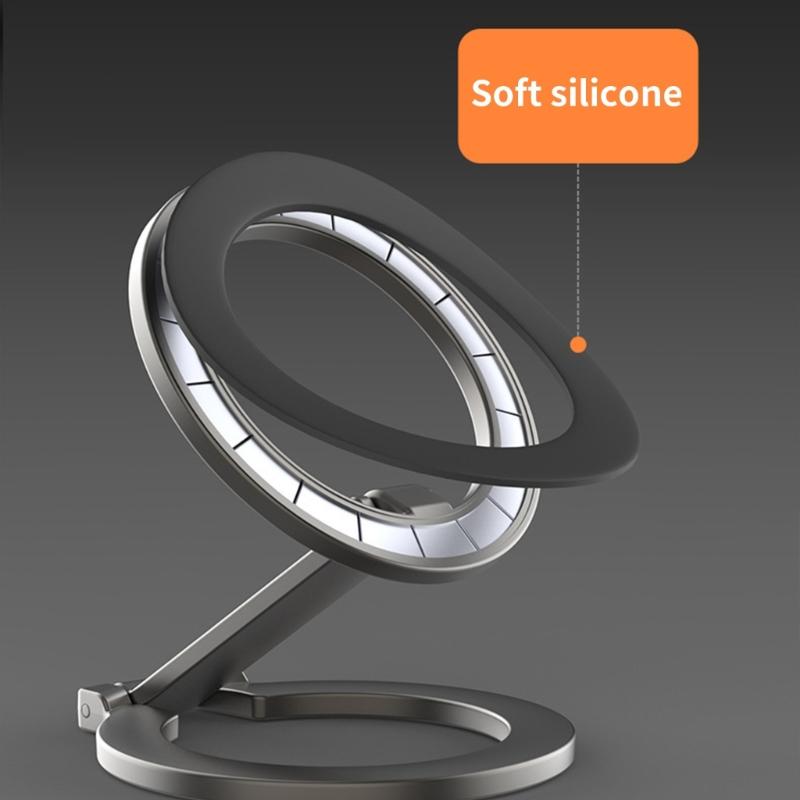 All Metal Magnetic Phone Stand Rack Featuring Double Side Design And Adjustable Angle With Flexible 360 Degree Rotation