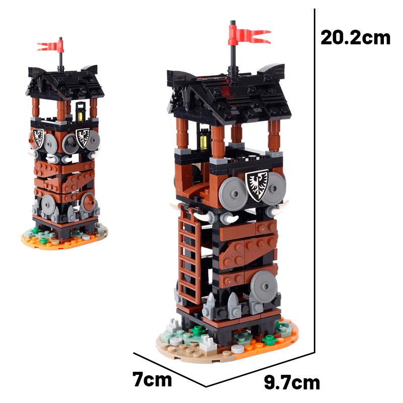 MOC Medieval Military Series Building Blocks Castle Army Roman Soldiers Campsite Tent Pirate Raft Suspension Bridge Bricks Toys