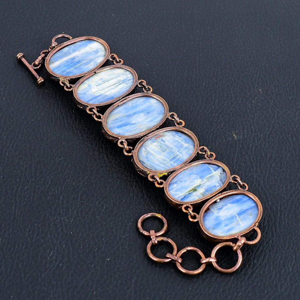 Kyanite Bracelet Copper Electroformed Gemstone Jewelry, Handmade Bracelet For Thanksgiving