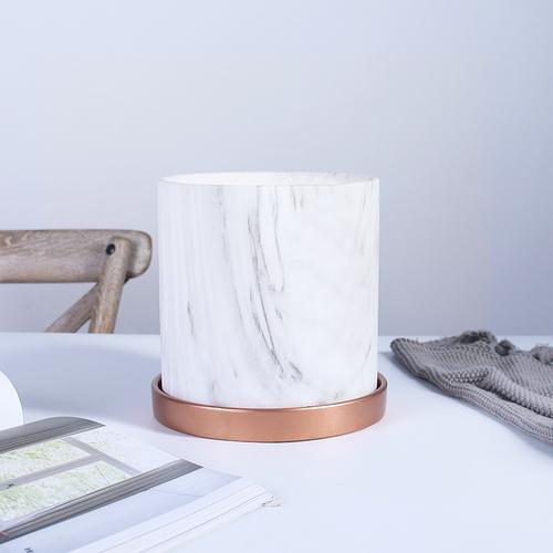 

Американский мраморный круглый керамический цветочный горшок с поддоном, горшок для суккулентов, садовое украшение для столешницы