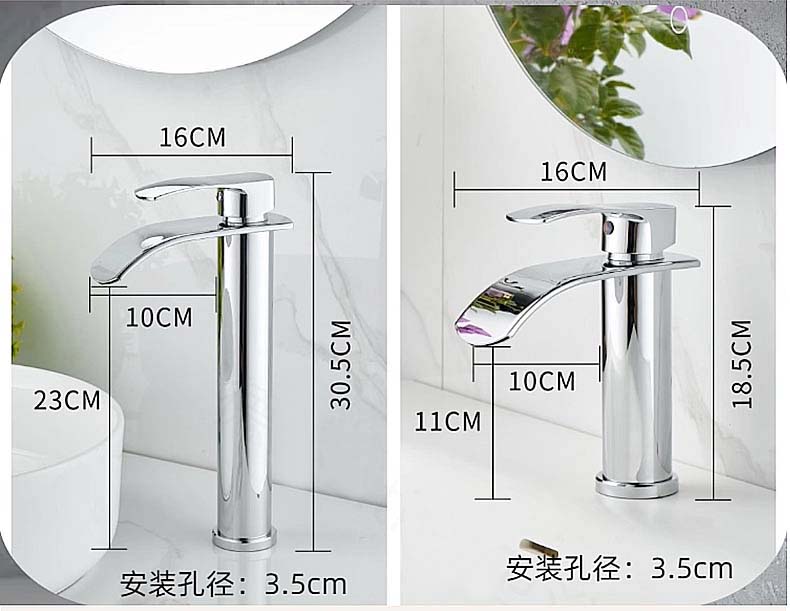 Brushed Gold Basin Faucets Waterfall Black Bathroom Faucet Single handle Basin Mixers Taps Tall Bath Faucet Sink Water Crane