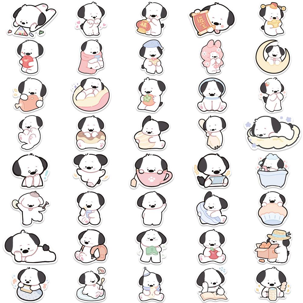 40 Cartoon Lines Puppy Doodle Stickers Trolley Box Water Cup Diary Waterproof DIY Stickers