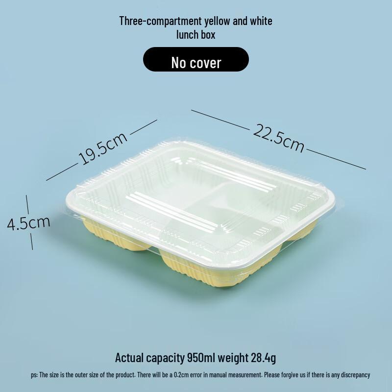 MOLUONA Disposable Rectangular 3-Compartment Meal Box