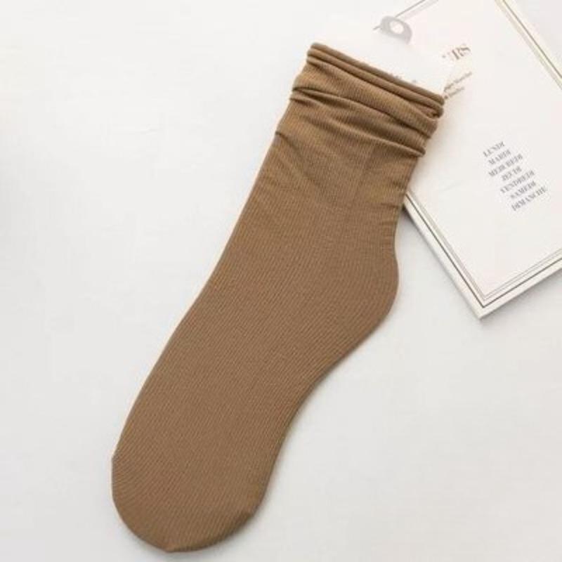 Female Spring and Summer Thin Pure Color Cool Breathable Comfortable Tube Stack Socks