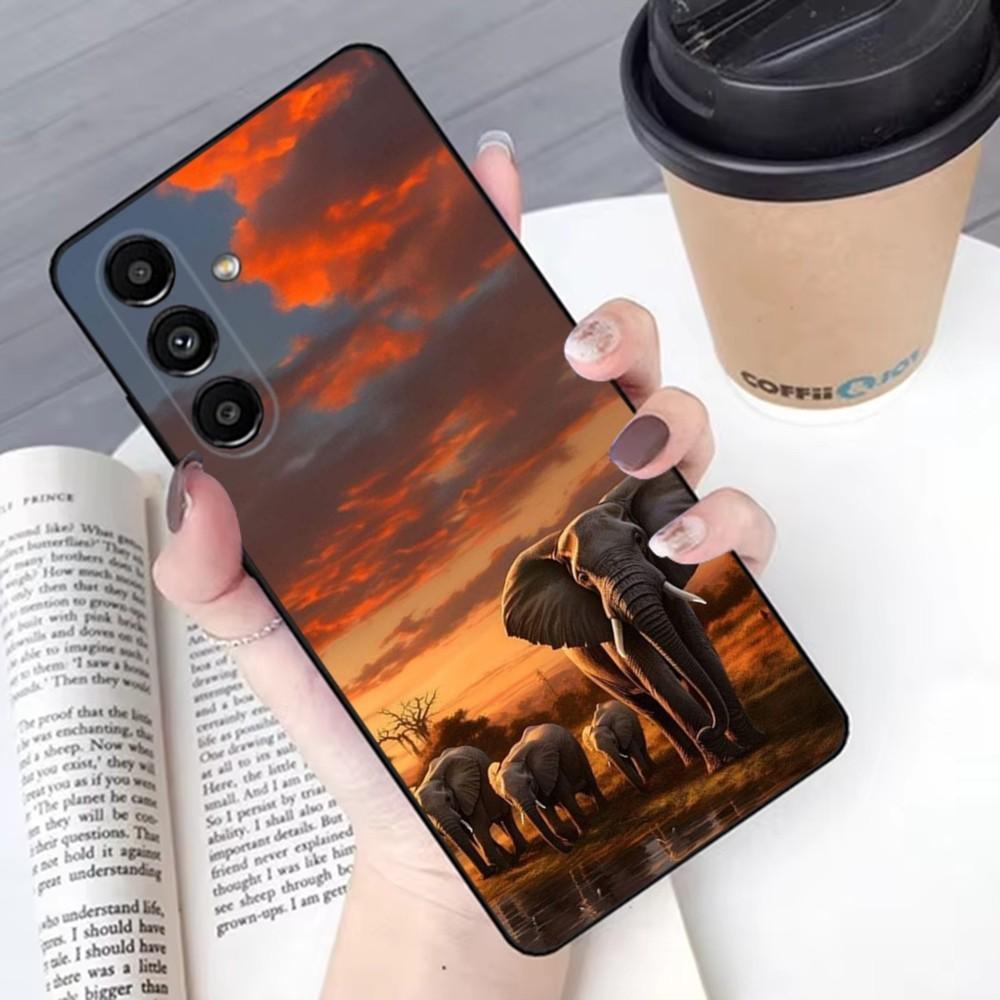 

Animal Elephant Phone Case For Samsung S 25,24,21,22,23,30,20,Ultra,Plus,Fe,Lite,Note,10,9,5G Black Soft Samsung S21 s305G