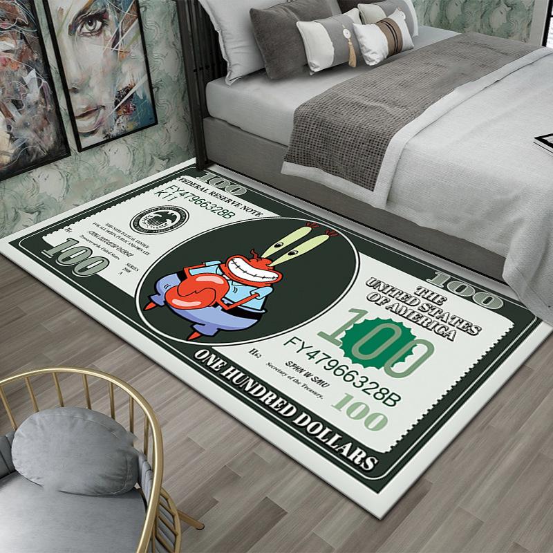 Creative Dollar Coins Cartoon Pattern Carpet Cat and Mouse Personalized Study Floor Mat Footwear Home Decoration