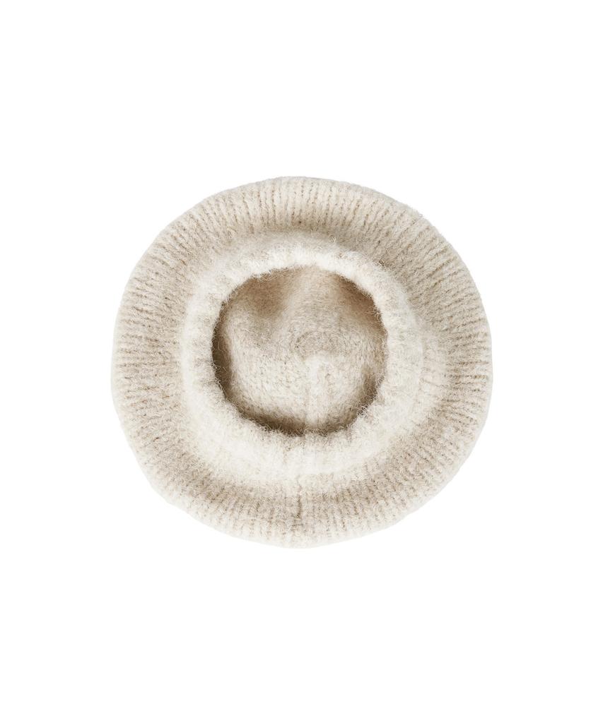 Bajal Studded Logo Wool Knit Beret Ivory