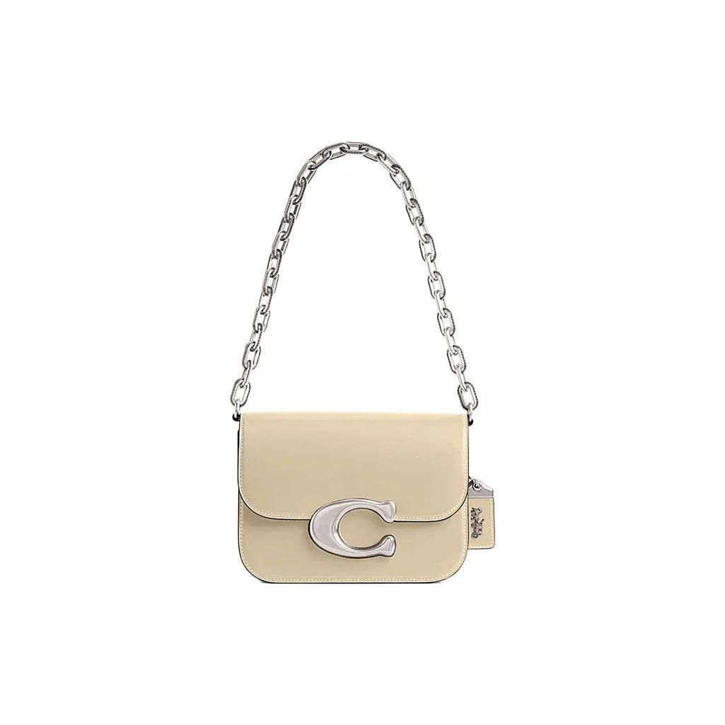 

Coach Idol 21 Silver Logo Chain Magnetic Closure Flap Leather Messenger Bag Women bags Beige CM557-LHVT5 Basic Set (Bag+Dust Bag)