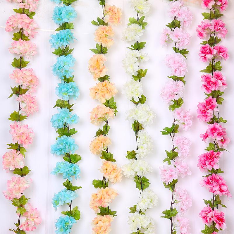 Artificial Rose Vine Ceiling Decor with Rattan for Living Room and AC Pipe Cover
