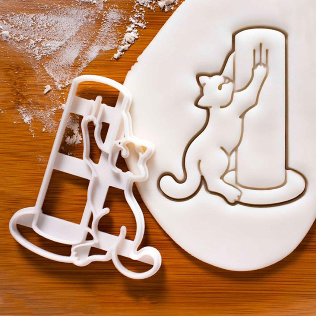 3Pcs Cartoon Cat Cookie Cutters Cartoon Pressable Biscuit Mold Holiday Biscuit Fondant Cookie Stamps Party Supplies