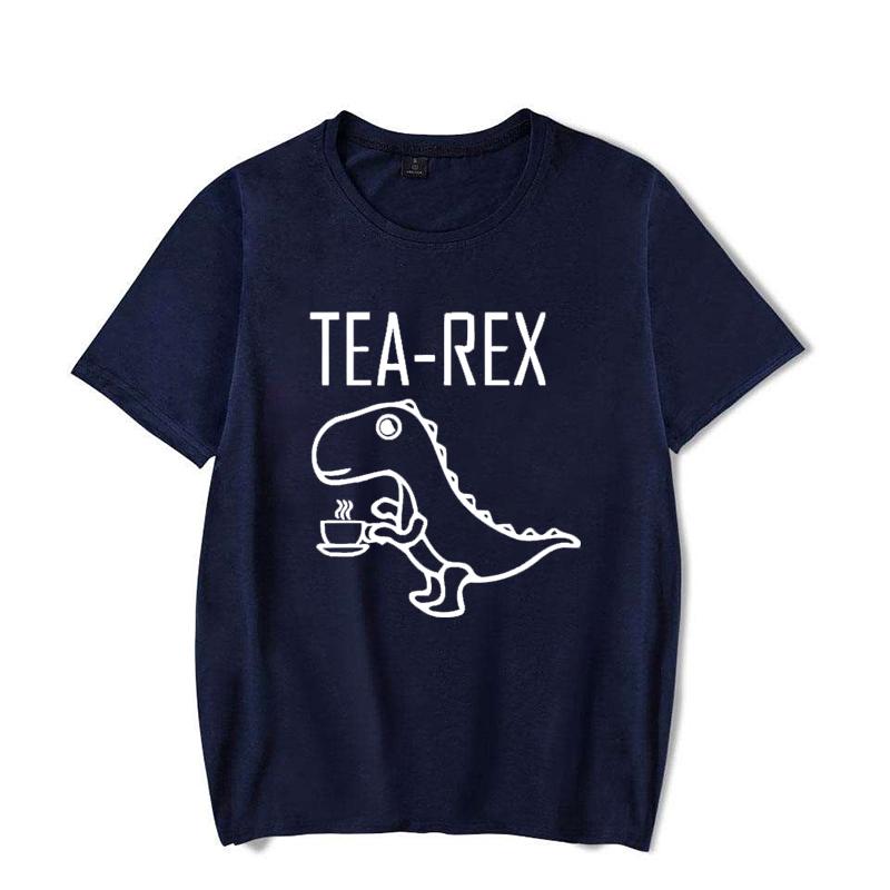 Men Women T-Shirts Tea Rex Funny Dinosaur Drink Coffee T Shirts Fashion Casual Tops Tee Shirt