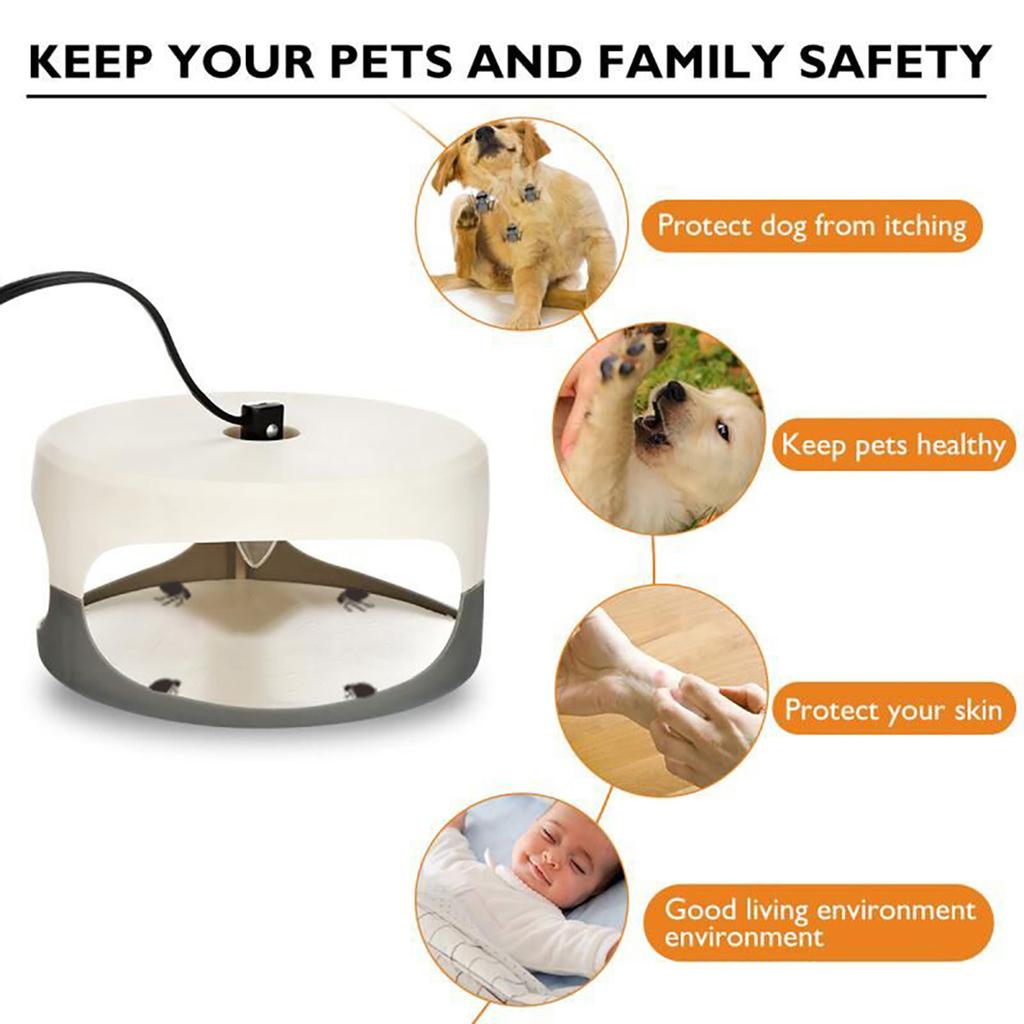 Flea Trap Dome Flea Bed Bug Trap with 2 Trapping Boards, Odorless Non-toxic Flea Killer Trap Pad, Flea Trap Light Children and Pets Friendly