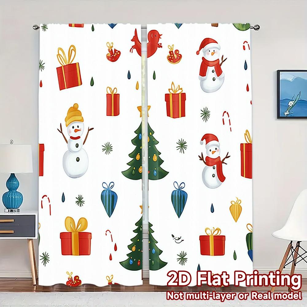 

2pcs,Curtains Christmas Trees Gifts Snowmen Popular Minimalist Curtains Polyester Easy Install Curtains Decorations Inside for 52.50×116.00 CM 2pcs