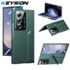 KEYSION Shockproof Case for Samsung Galaxy Z Fold 7 5G Hard PC Kickstand Phone Back Cover with Tempered Glass Screen Protector
