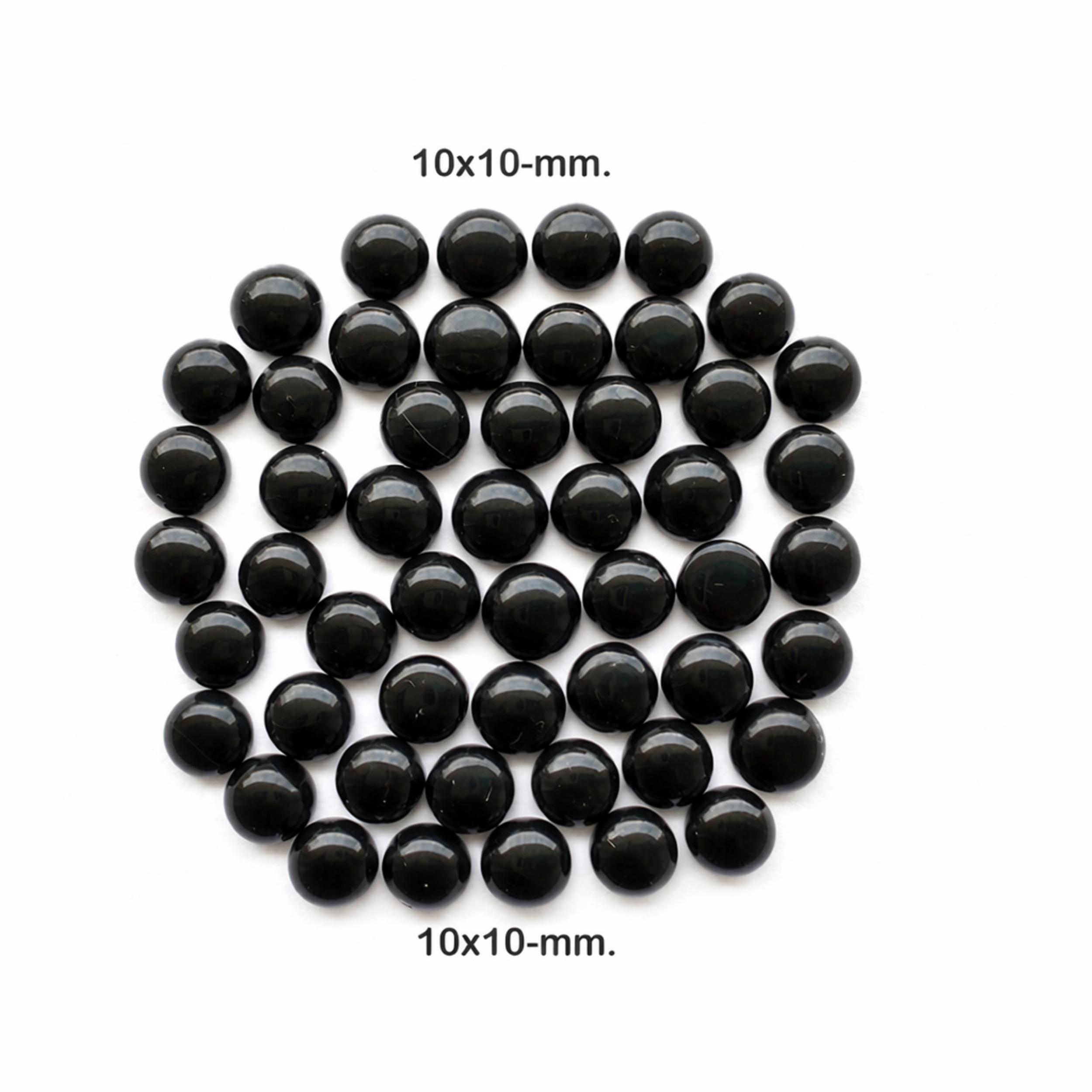 Черный Оникс Круглый Кабошон – 10x10 мм Гладкий Плоский Задник Камень для Изготовления Ювелирных Изделий 1 Piece чёрный