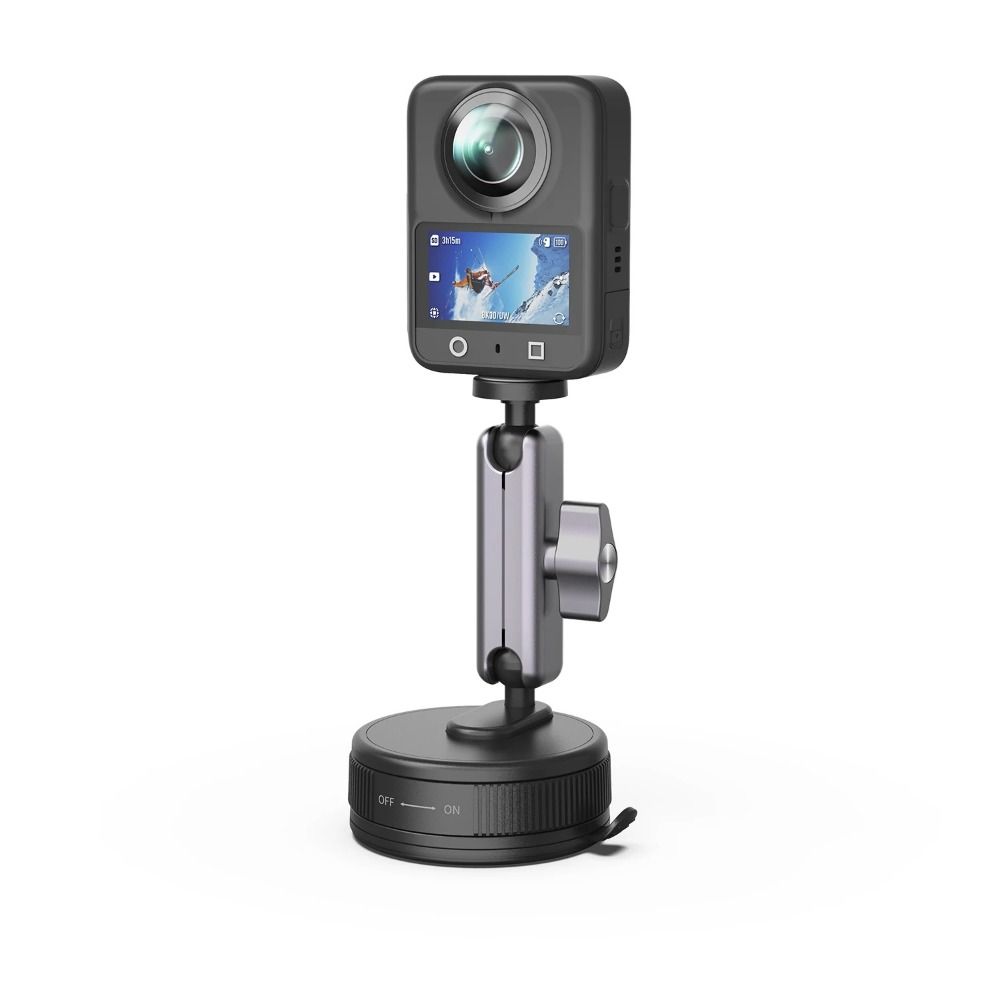 Aluminum Alloy Suction Cup Car Mount Black ABS Camera Car Mount Adjustable for Insta360 X3 X4 X5 GO Ultra ACE PRO 2 GO 3S