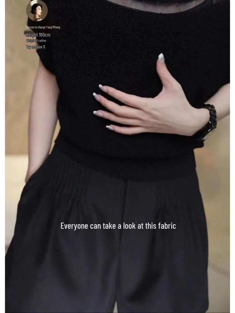 2025 Summer Round Neck Ice Silk Organza Short Sleeve Women's Fashionable Versatile T-shirt