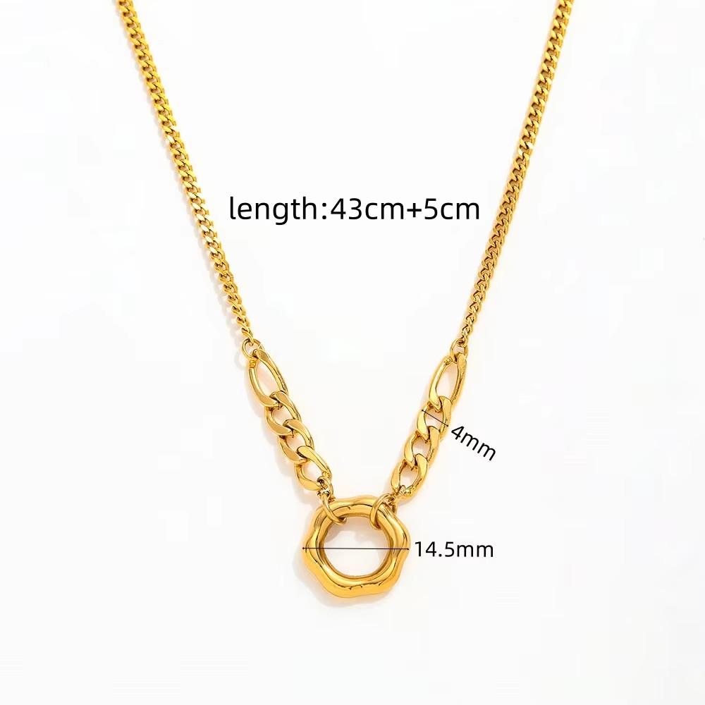 Fenny 18K PVD Plated Waterproof Fashion Simple OL Chain Round Circle Pendant Necklace for Women Stainless Steel золотой