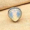 Herzform Milchopal Edelstein Handarbeit 925 Sterling Silber Ring Vintage Schmuck als Geschenk