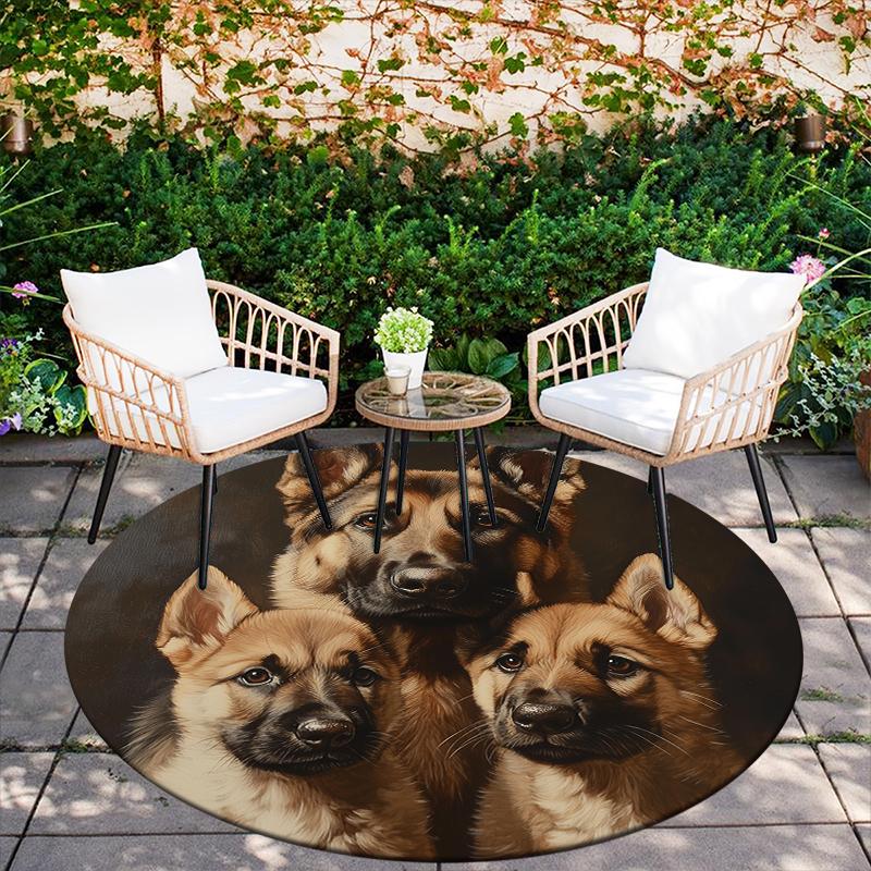 German Shepherd pattern round rug,Carpet Rug for Living Room Bedroom Playroom ,Non-slip Floor Mat,Holiday Gifts and Birthday Gifts.