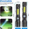 3in1 LED Flashlight with COB Sidelight Rechargeable Magnetic Torch Zoom Waterproof Ultraviolet Light Flashlight for Pets Camping