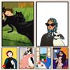 1pc Abstract Woman Bird Cat Flower Fish Couple Poster Self-adhesive Art Waterproof Paper Sticker Wall Decor