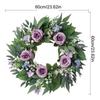 Artificial Flower with Leaf Realistic Purpler Rose Wreath Decoration for Door Window Hallway Farmhouses Wedding Wreath