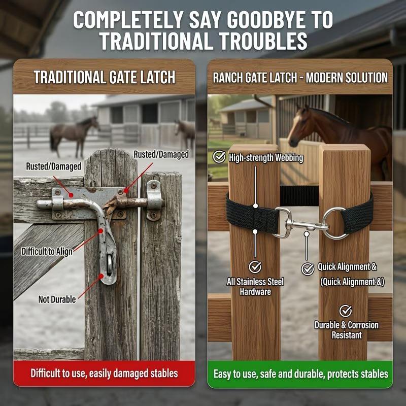 Pasture Gate Latch Simple Rope Buckle Latch with Long Door Latch Single loop Design for Easy Hooking on Farm Fence Gate