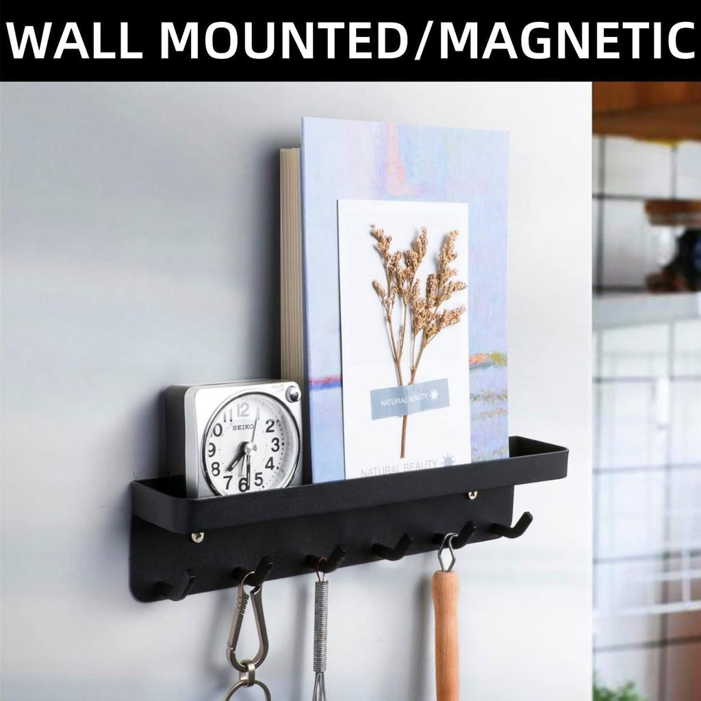 Wall-Mounted Mail Storage Rack, Modern Mail Key Hangers Hooks for Wall Decorative, Key Holder with 6 Hooks