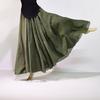Women's Cotton Linen Maxi Skirts Boho Soft Solid Elastic High Waist Pleated A-Line Flowy Swing Long Maxi Skirts Elastic Waist Long Skirt for Women