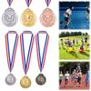 30pcs 2inch 1st 2nd 3rd Prize Medal with Neck Ribbon Gold Silver Bronze Prize Round Metal Medal for Kids School Sports Meeting