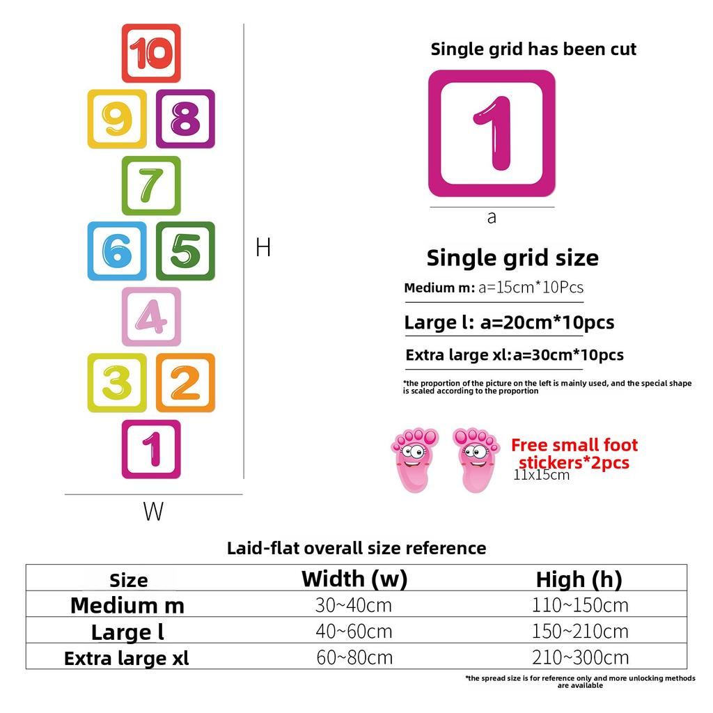 Hopscotch Environmentally Friendly Sticker Self-Adhesive Waterproof Kindergarten Children'S Room Educational Parent-Child Activity Decorative Sticker