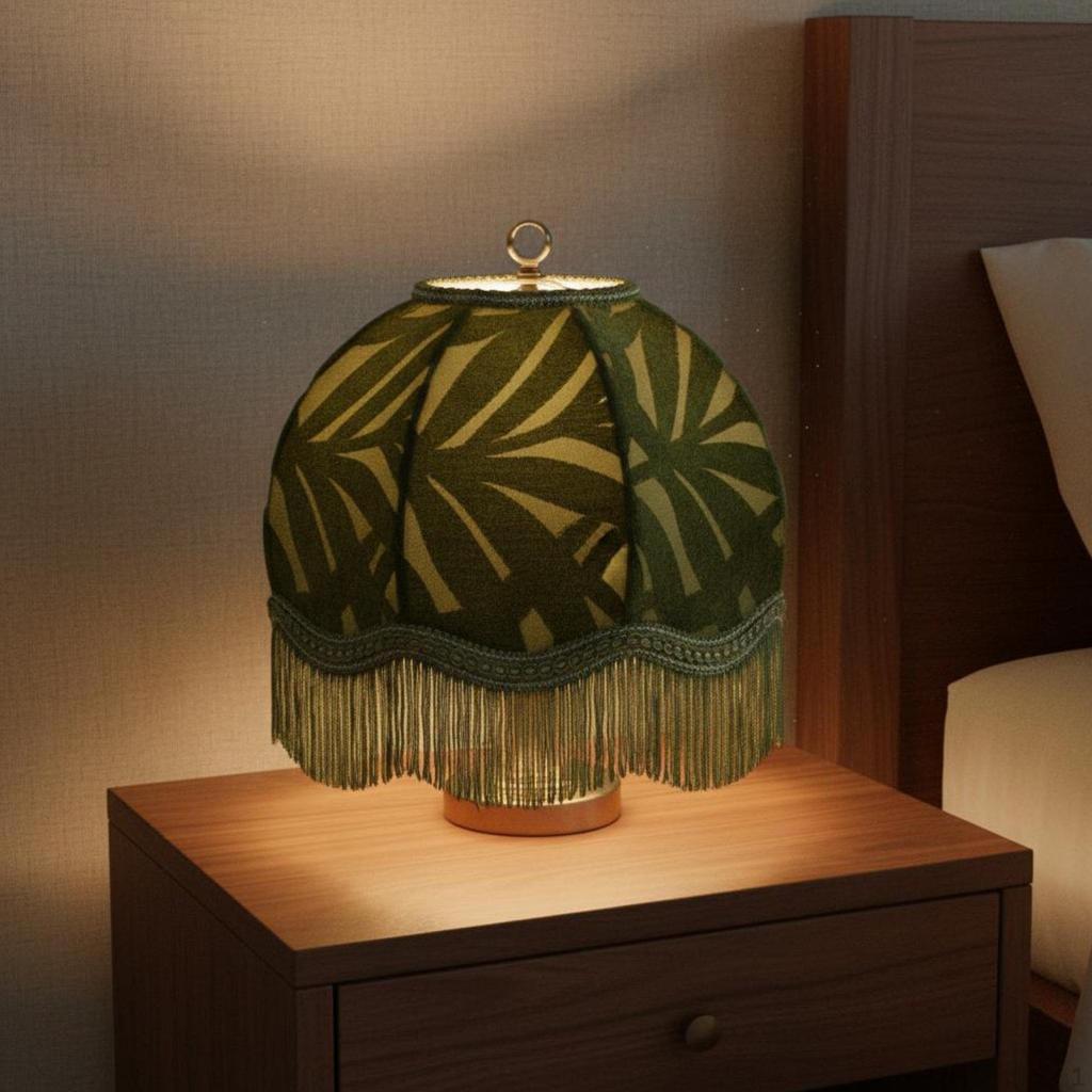 European Design Table Lampshade Vintage Allure Textile with Fringe Handmade Fringed Velvet