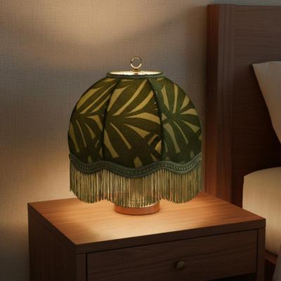 Europæisk Design Bordlampe Skærm Vintage Charme Tekstil med Kvast Håndlavet Kvastet Fløjl
