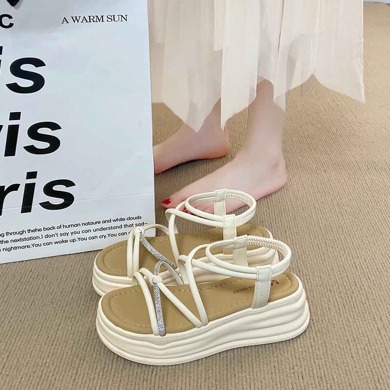 

CRLAYDK Women s Sandals Platform Strappy Slip On Slides Open Toe Ladies Beach Shoes Casual Walking Thick Sole Dressy Slippers 35