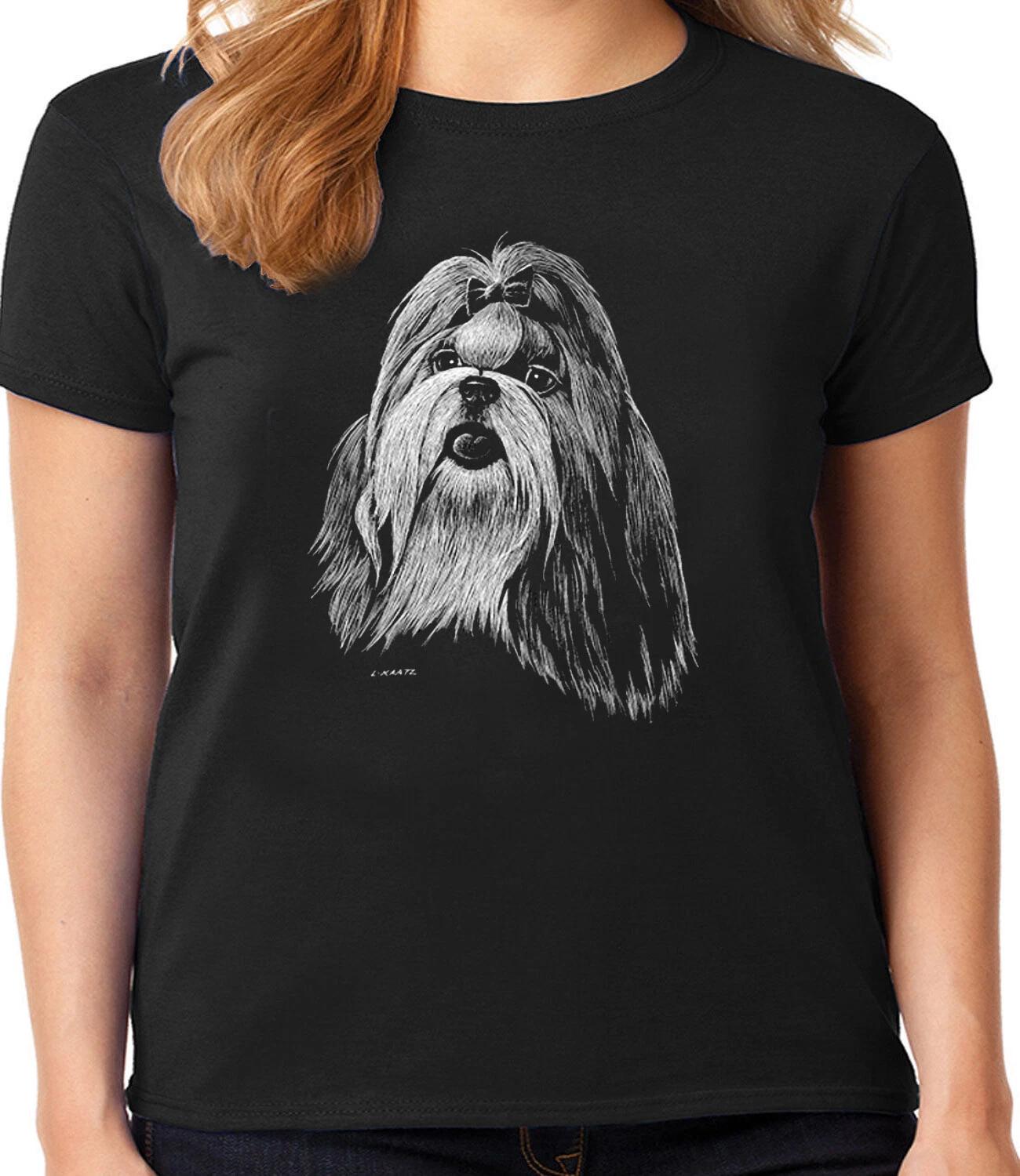 Shih Tzu Face T-shirt for Women Ladies Tee Dog Breed Womans Gifts S