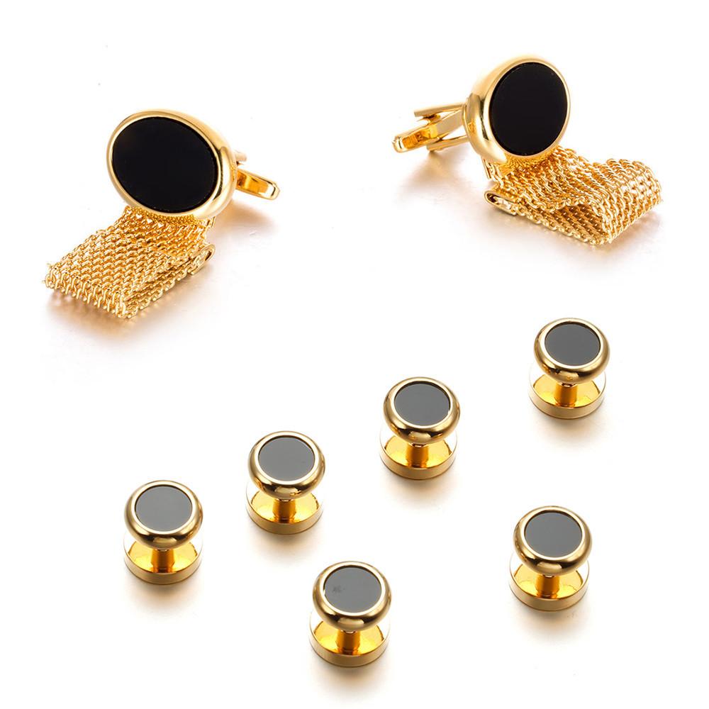 French cufflinks, oval chain buttons, high-quality dress buttons, placket buttons, cuff studs